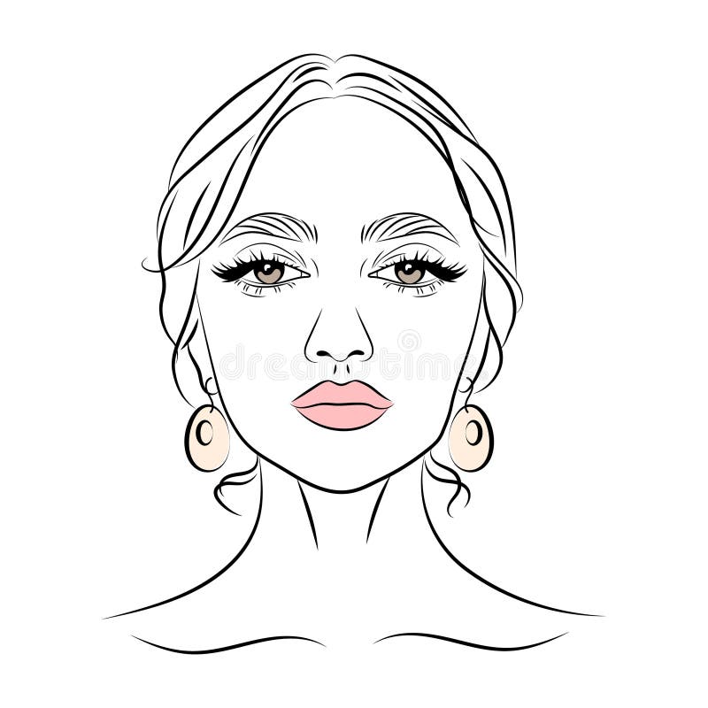 Young woman face, fashion sketch, black and white linear face drawing.  Vector illustration, poster, banner, logo Stock Vector by ©Medunika  203265874