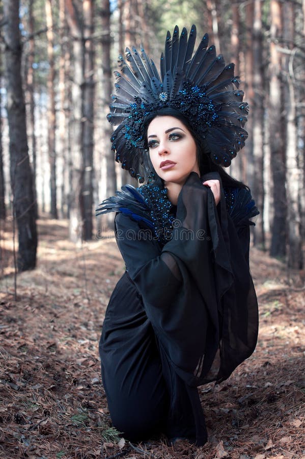 Portrait of a Beautiful Mysterious Woman in the Forest Stock Image ...