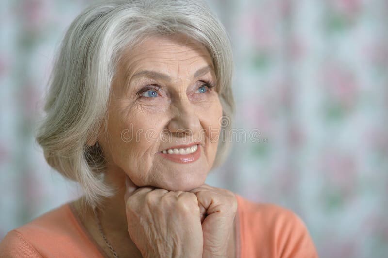 Portrait of Beautiful Old Woman Stock Photo - Image of optimistic