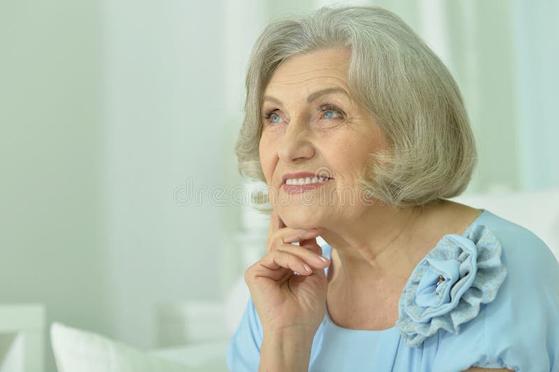 Portrait of Beautiful Old Woman Stock Image - Image of caucasian, happy