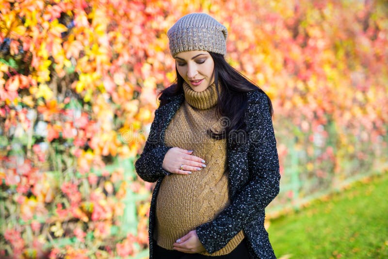 portrait of beautiful pregnant woman posing over autumn background stock photos portrait of beautiful pregnant woman posing over autumn background stock photos
