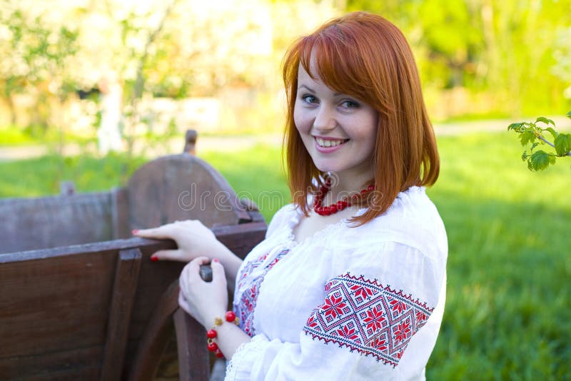Portrait of the Beautiful Red-haired Ukrainian Outdoor Stock Image ...