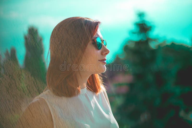 Portrait of beautiful redhair woman wearing glasses stock images Portrait of beautiful redhair woman wearing glasses stock images