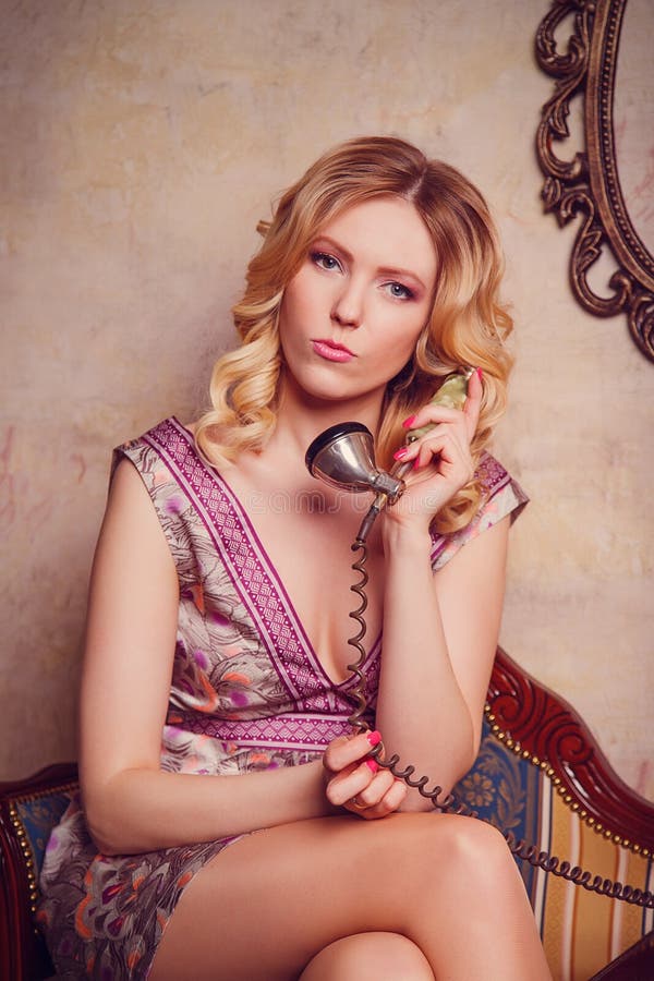 Portrait Of Beautiful Sensual Young Lady With Stylish Phone Stock Image Image Of Portrait 6712