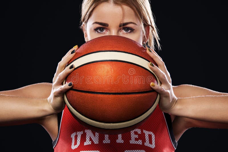 Portrait of a Beautiful and Girl with a Basketball in Studio. Sport Concept Isolated on Black Background. Stock Photo - Image of hands, people: 118158554 Portrait of a Beautiful and Girl with a Basketball in Studio. Sport Concept Isolated on Black Background. Stock Photo - Image of hands, people: 118158554