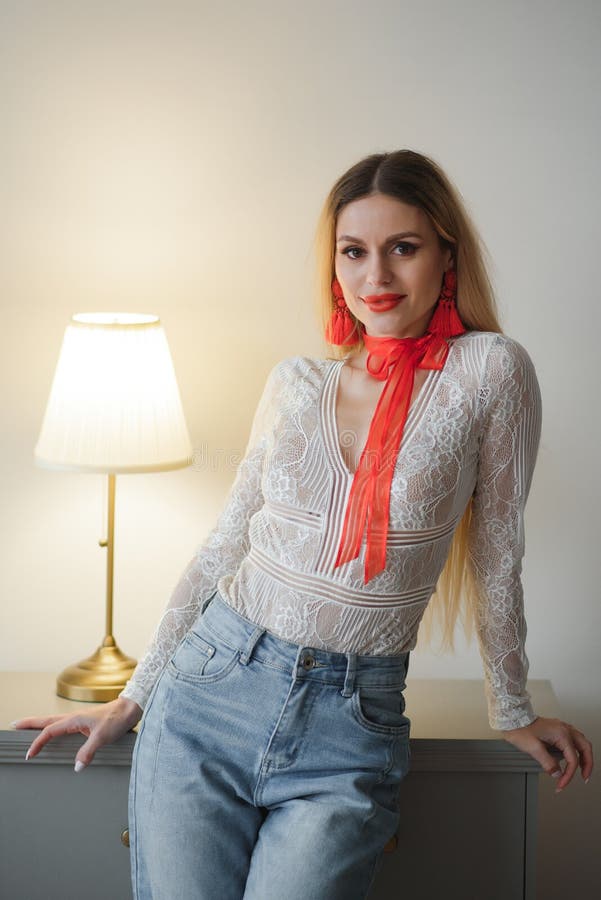 Portrait Of A Beautiful And Woman At Home Stock Photo Image Of portrait-of-a-beautiful-and-woman-at-home-stock-photo-image-of