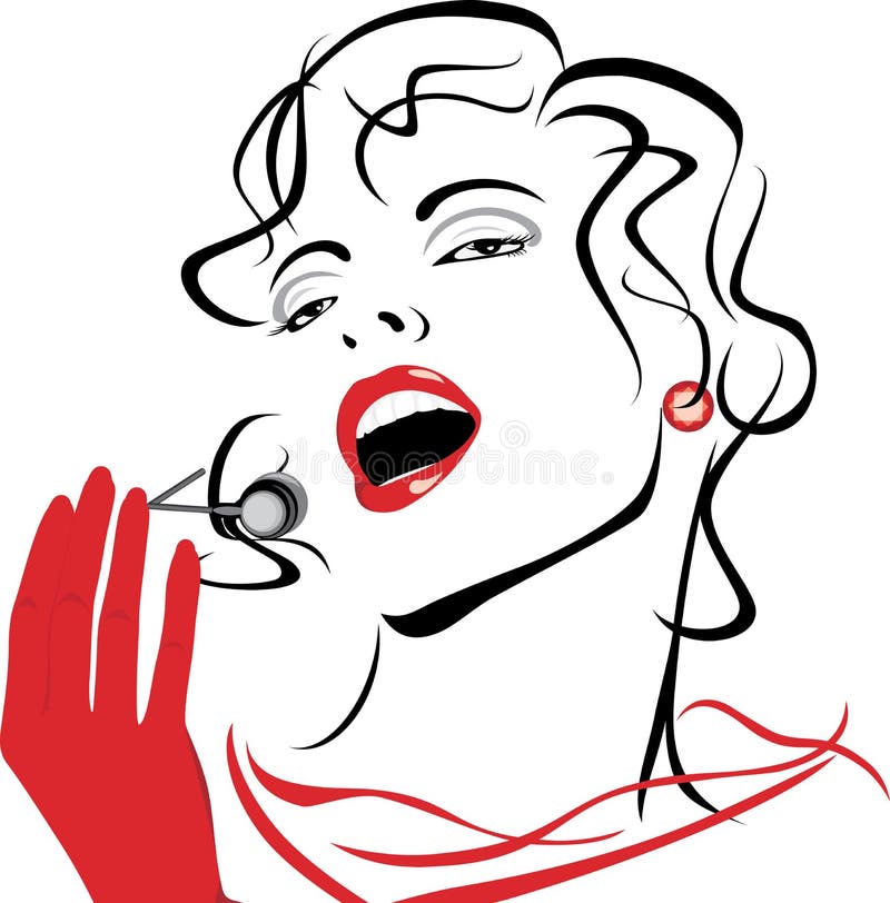 Portrait of a beautiful singing woman. Illustration. Woman singing vectors