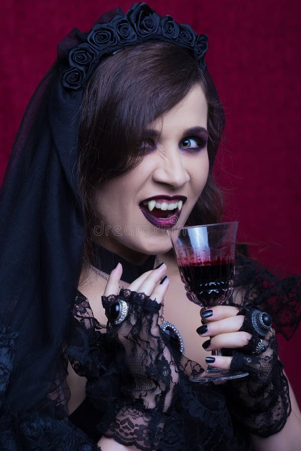 Portrait of a Beautiful Vampire Woman Stock Image - Image of hair ...