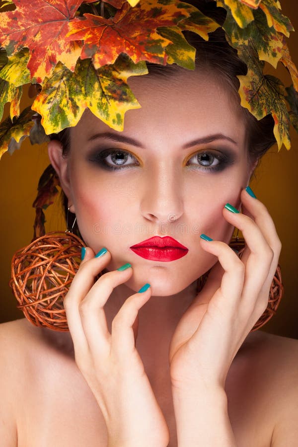 Portrait of Beautiful Woman Autumn Concept Stock Photo - Image of ...