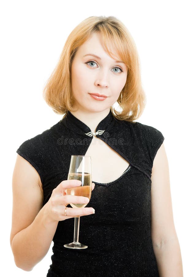 Portrait of a Beautiful Woman with a Glass of Wine Stock Photo Image