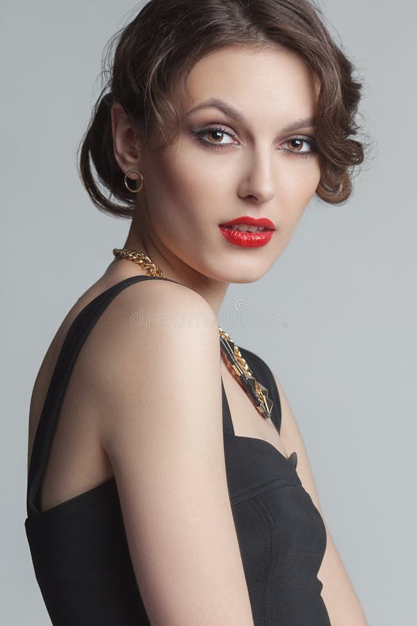 Portrait of Beautiful Woman with Make-up and Stock Photo - Image of ...