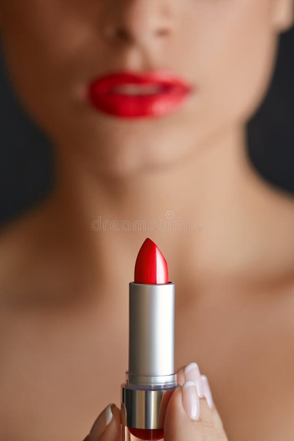 Portrait of Beautiful Woman With Red Lipstick. Red Lips