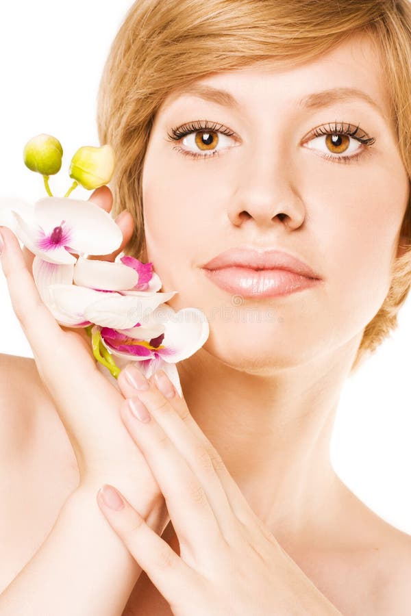 Portrait of Beautiful Woman on White Background Stock Photo Image of skin, isolated 37706096