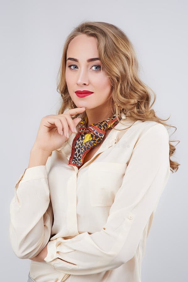 Portrait of a Beautiful Woman on White Background Stock Photo Image of blonde, smile 89893928