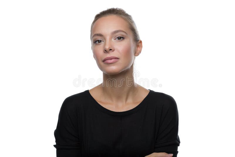 Portrait of Beautiful Woman on White Background Stock Photo Image of
