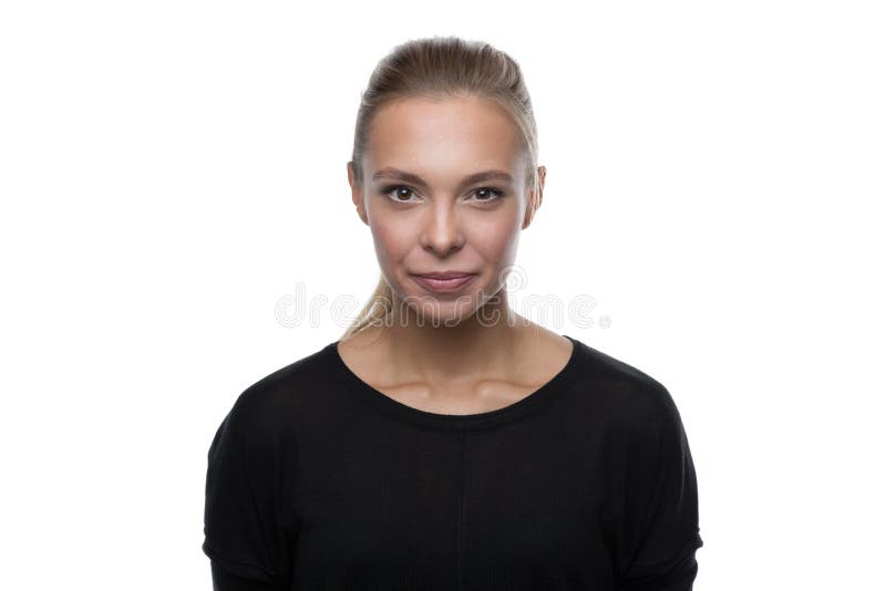 Portrait of Beautiful Woman on White Background Stock Image Image of
