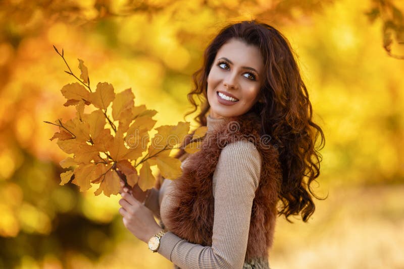 Portrait of a Beautiful Woman in the Woods Stock Photo - Image of ...