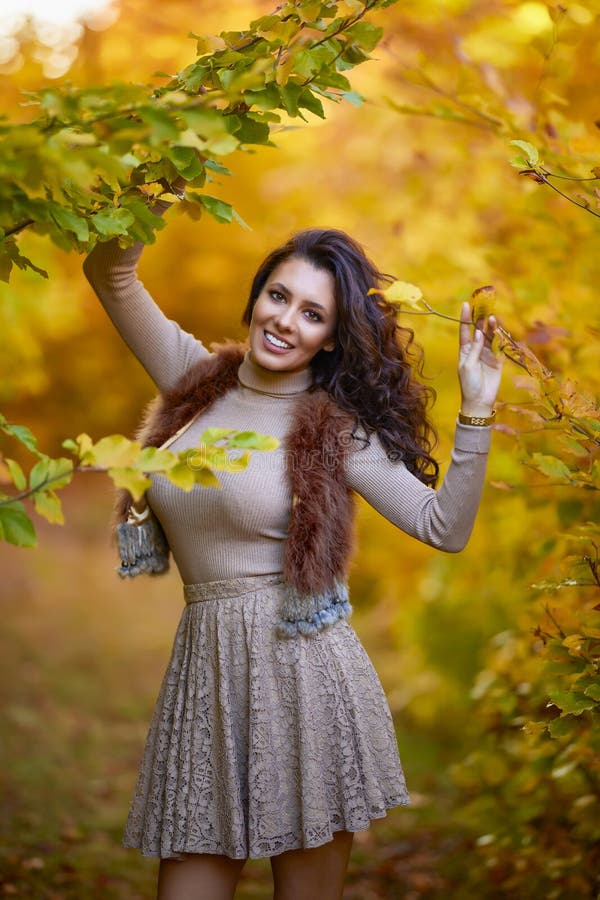 Portrait of a Beautiful Woman in the Woods Stock Image - Image of ...