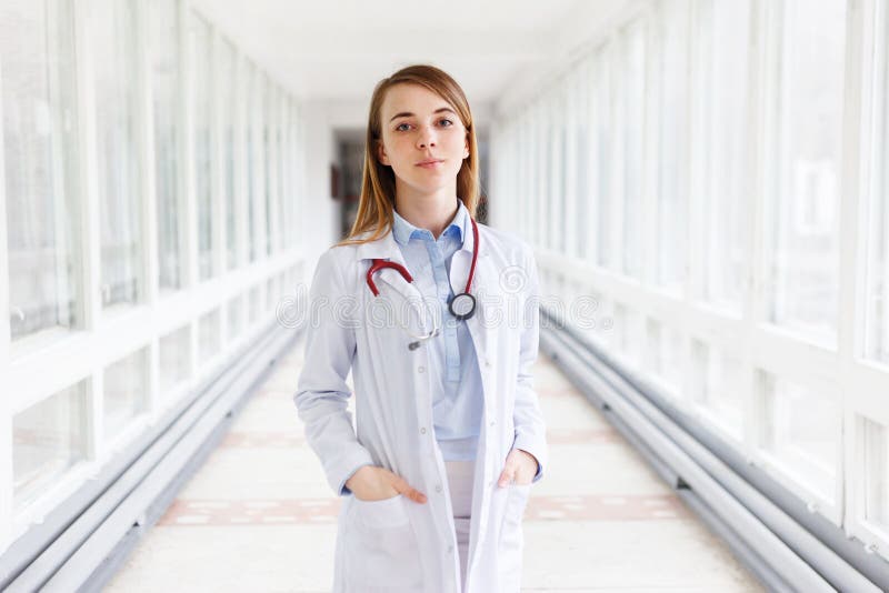 Portrait of Beautiful Young Female Doctor with Stethoscope in Clinic Stock  Photo - Image of practitioner, occupation: 94980744