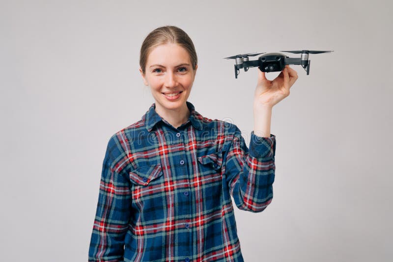 Portrait of a Beautiful Young Girl in the Hands of a Quadcopter. Blog ...