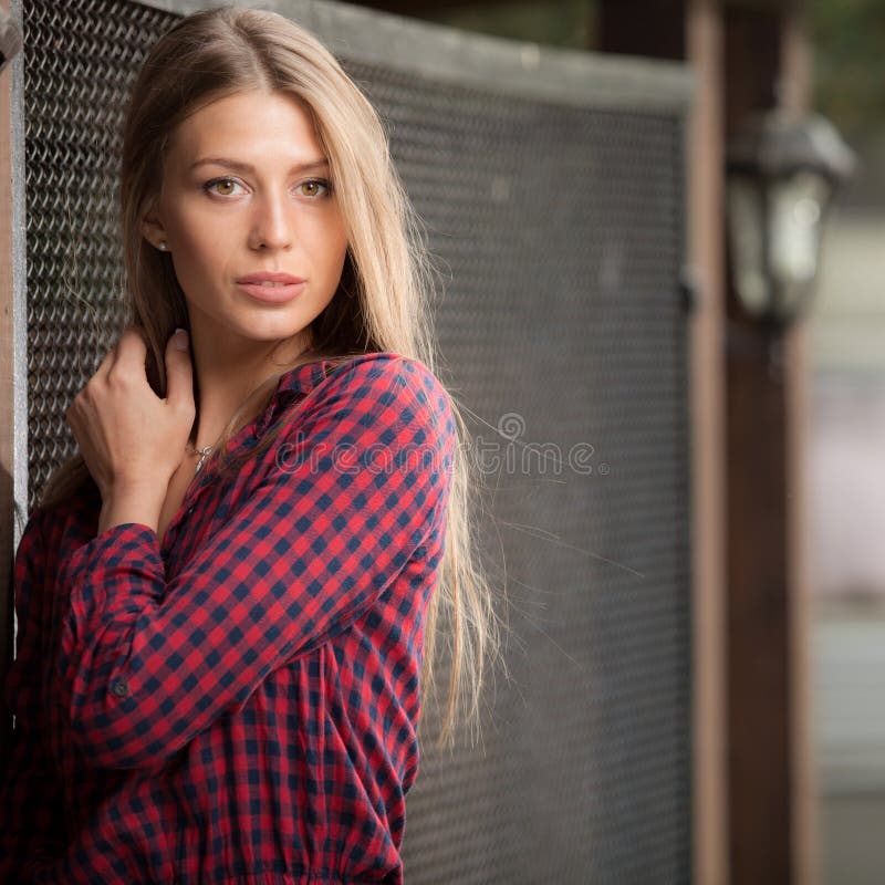 Portrait Of Beautiful Young Girl Posing Outside Stock Image Image Of