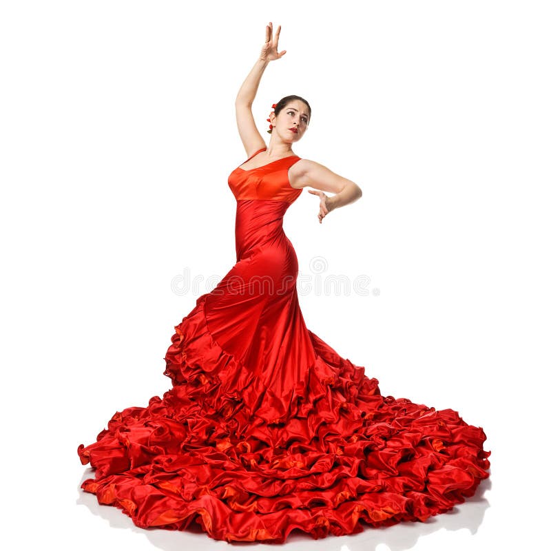 Portrait of beautiful young woman dancing flamenco