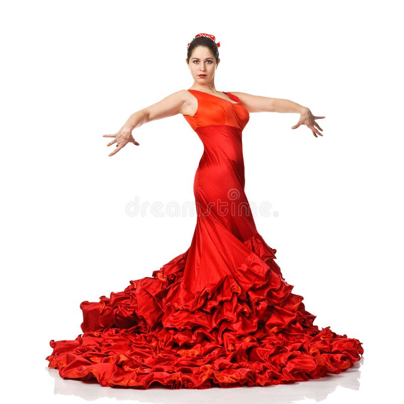 Portrait of beautiful young woman dancing flamenco