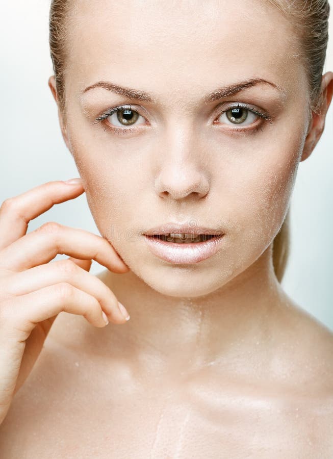 Portrait of Beautiful Young Woman with Drops of Water Stock Image ...