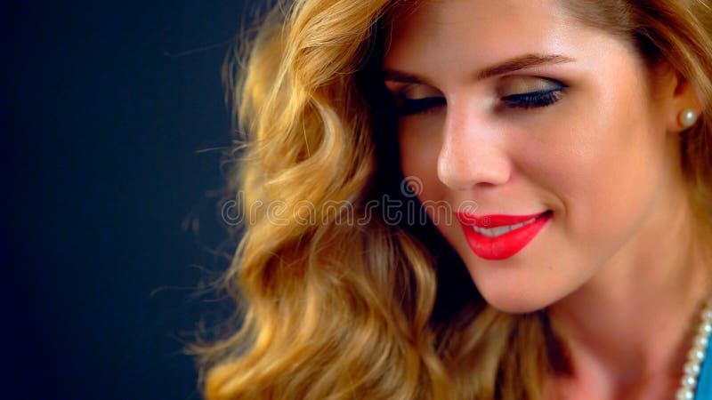 Portrait beautiful young woman with long hair and red lips stock image Portrait beautiful young woman with long hair and red lips stock image