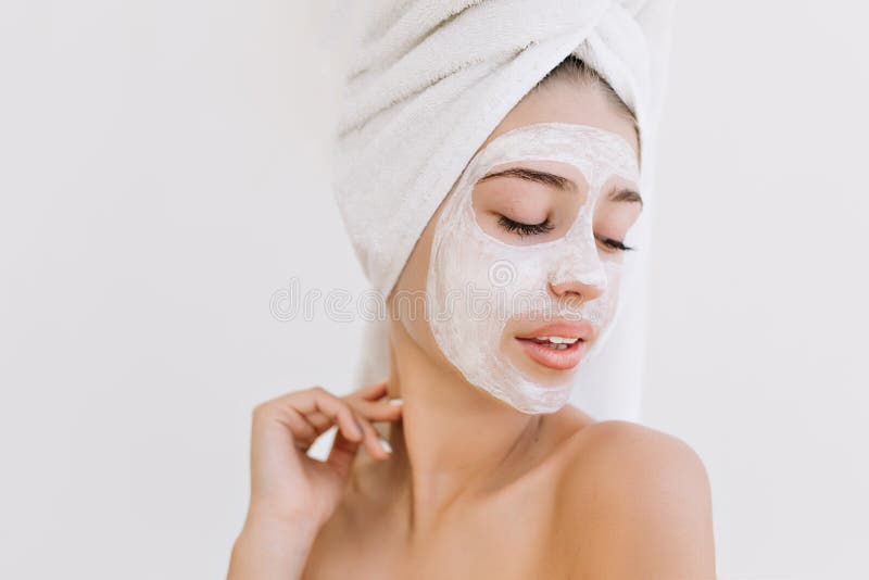 Portrait of Beautiful Young Woman with Towels after Take Bath Make ...