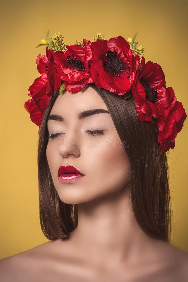 Portrait of Beautiful Young Woman with a wreath on royalty free stock photos Portrait of Beautiful Young Woman with a wreath on royalty free stock photos
