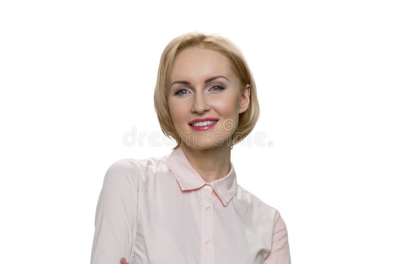 Portrait of Blond Smiling Mature Woman. Stock Photo - Image of beauty ...