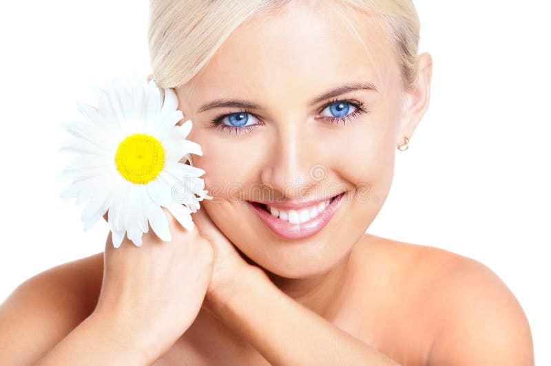 Portrait of blond woman stock photo