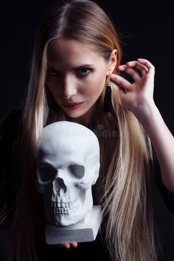 Portrait of a blonde with long hair royalty free stock image Portrait of a blonde with long hair royalty free stock image