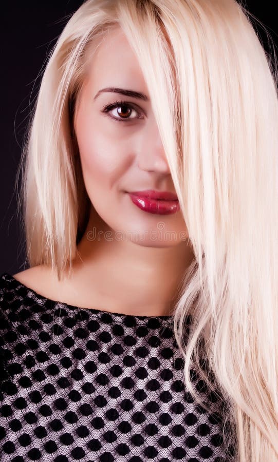 Portrait of Blonde with Red Lips Stock Image Image of glossy, glamour