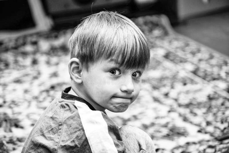 Portrait of a Boy, Black and White Photo Stock Image - Image of soft ...