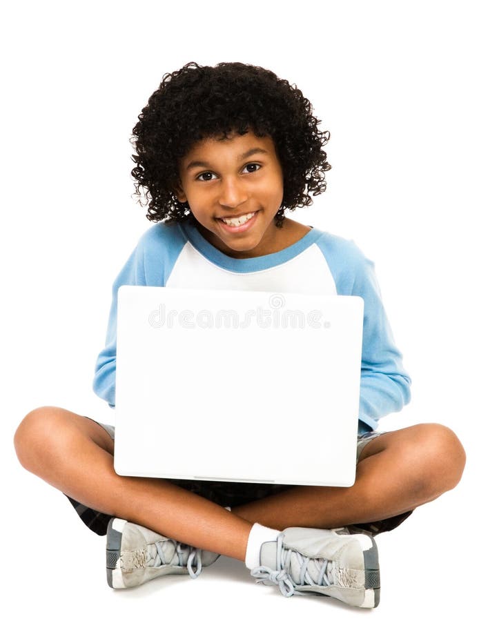 Portrait Of Boy Using Laptop