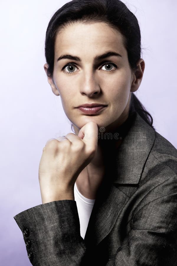 Portrait Of Business Woman, Chin Resting On Hand. Stock Photo - Image ...