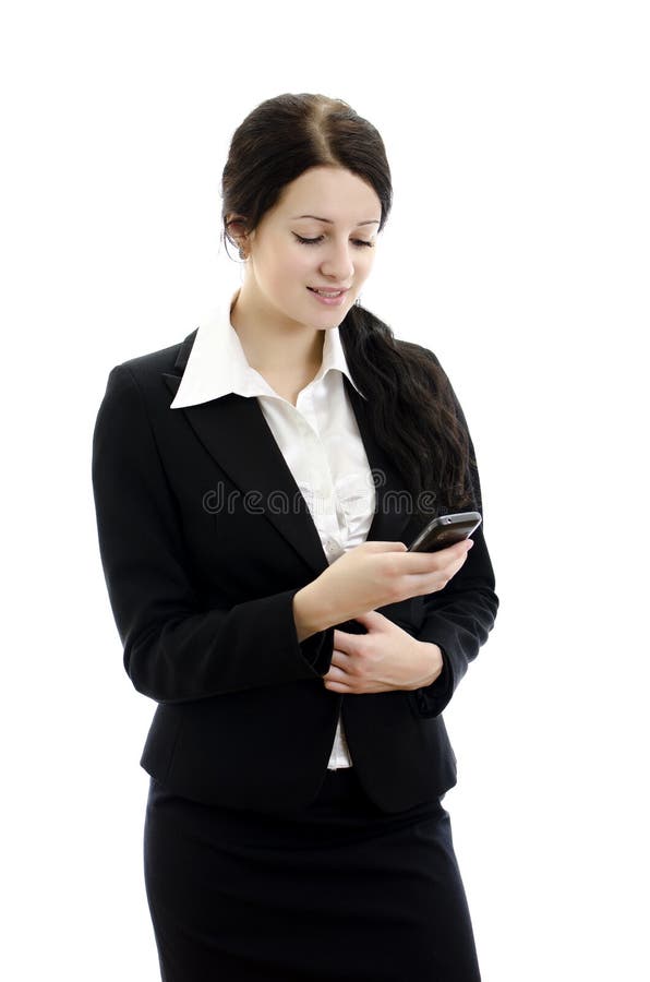 Portrait of business woman with mobile phone.