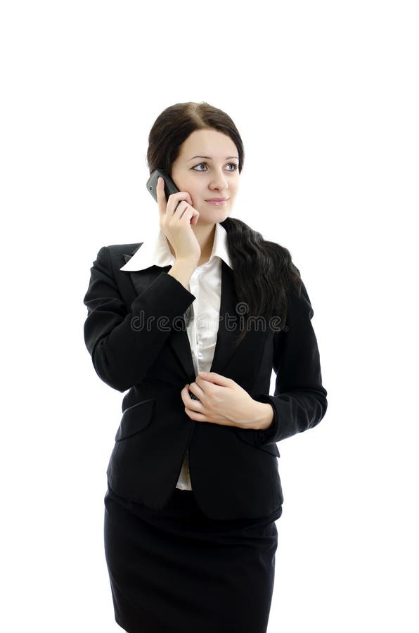 Portrait of business woman with mobile phone.