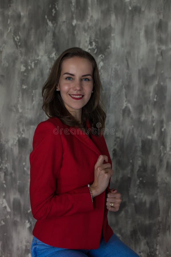 Portrait Of A Business Woman In A Red Jacket Stock Image Image Of