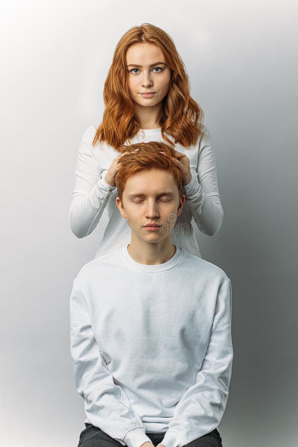 Portrait of Careful Woman Touching Man`s Red Hair Stock Photo - Image of background, ginger: 173617558 Portrait of Careful Woman Touching Man`s Red Hair Stock Photo - Image of background, ginger: 173617558
