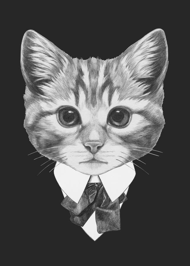 Portrait of Cat in suit. stock illustration. Illustration of beauty