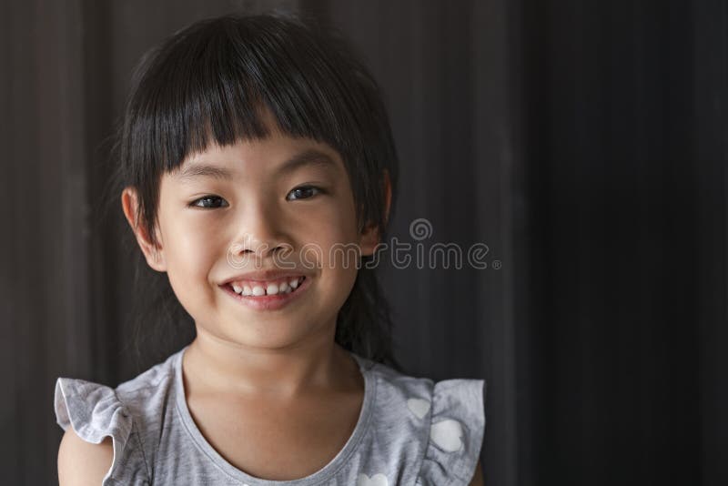 Portrait Charming Asian Little Girl Stock Photo - Image of human ...