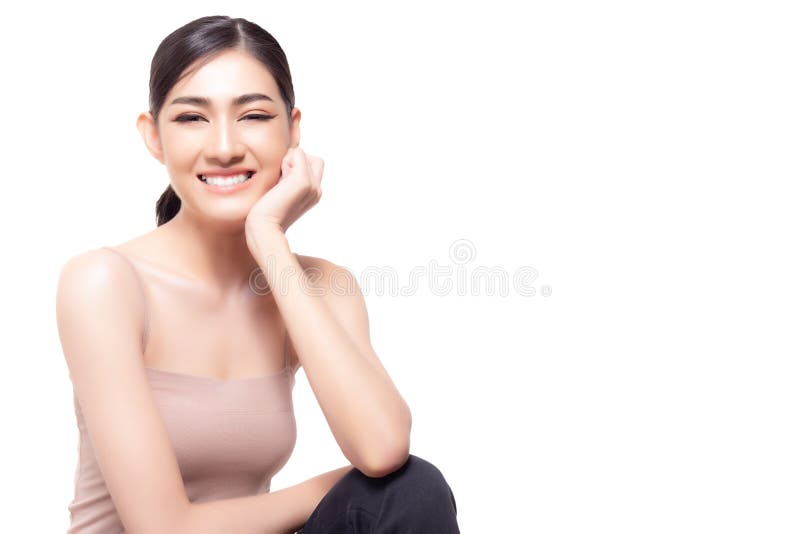 Portrait charming beautiful young woman. Attractive beautiful girl feel happy and relaxed with smile face. Gorgeous asian woman royalty free stock photos Portrait charming beautiful young woman. Attractive beautiful girl feel happy and relaxed with smile face. Gorgeous asian woman royalty free stock photos