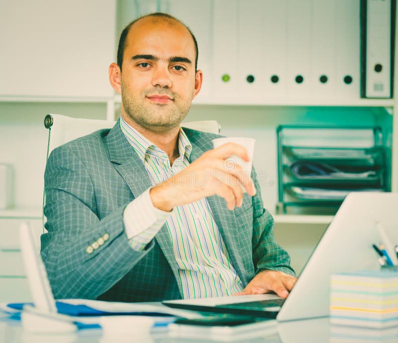 Portrait of Cheerful Man in the Office Stock Image Image of office