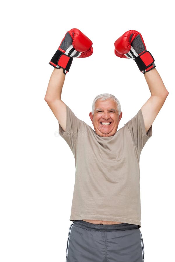Portrait of a Cheerful Senior Boxer Stock Image Image of studio