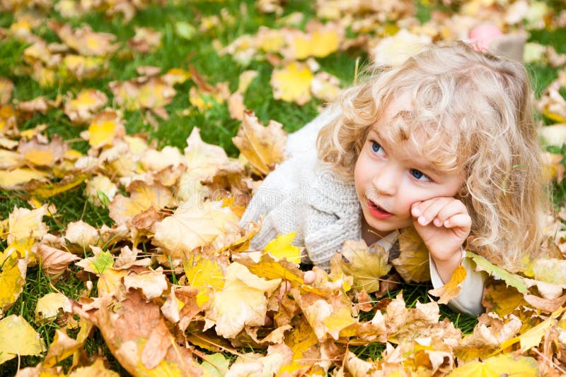 Portrait of Child in Autumn Stock Image - Image of face, happy: 25077501