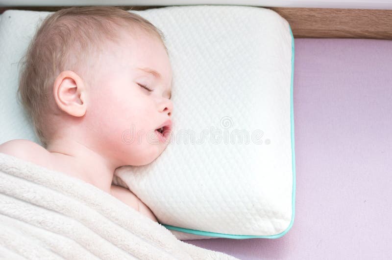 Portrait of a Child Sleeping in a Bed on a Pillow Close Up Stock Image Image of pillow, cute