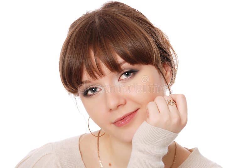 Portrait close up of the happy young woman